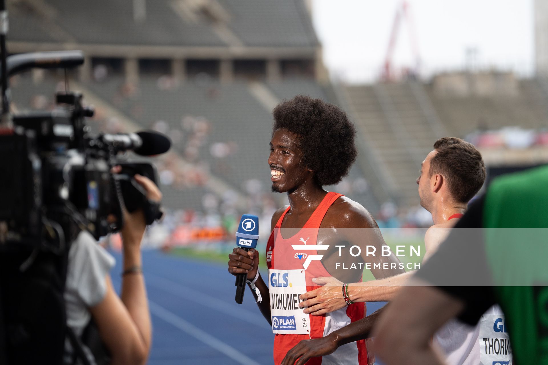 Mohamed Mohumed (LG Olympia Dortmund) waehrend der deutschen Leichtathletik-Meisterschaften im Olympiastadion am 25.06.2022 in Berlin
